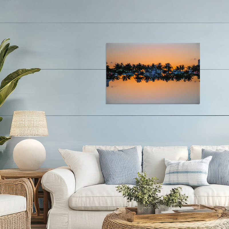 Reflecting Sunset Palms, toile de Robin Vandenabeele, H 24 po x l 36 po