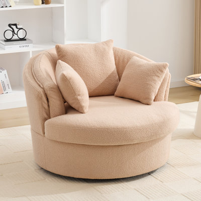 43.3" W Oversized Upholstered Swivel Barrel Chair