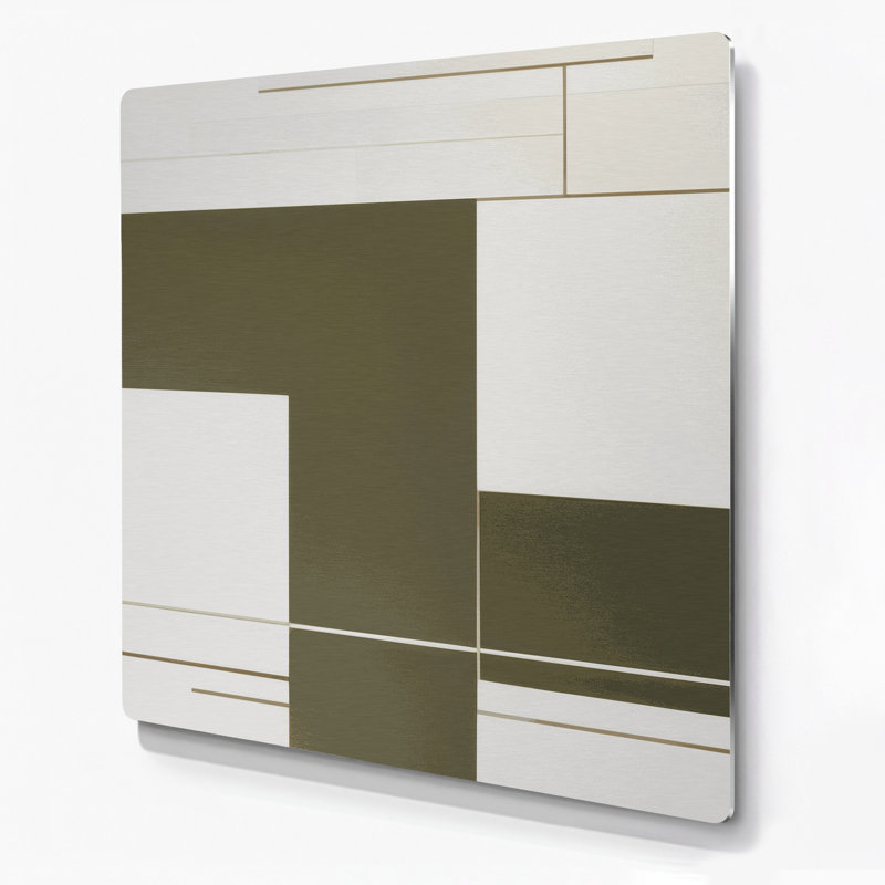 Minimalism 52 Beige Metal Wall Art, 12" H x 12" W