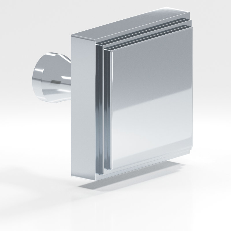 Square Stepped Cabinet Knob With Flared Post, Polished Chrome, 1.5" L x 1.5" W