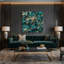 «Abstract Florals 76», art mural sur toile verte