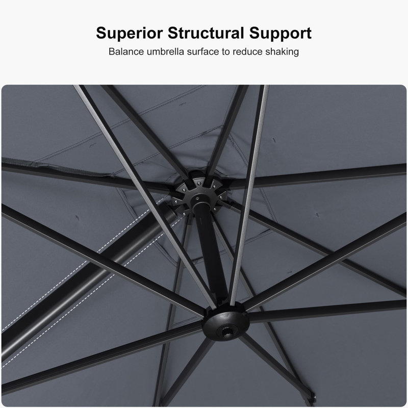 274cm X 365cm Rectangular Cantilever Parasol, Light Gray