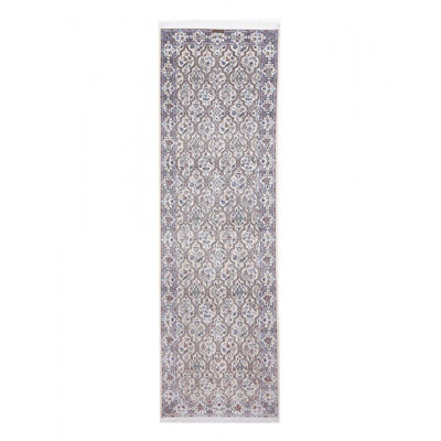 Fine Hand knotted Persian silk & wool 6 Line Nain runner 3'4" X 12'3"