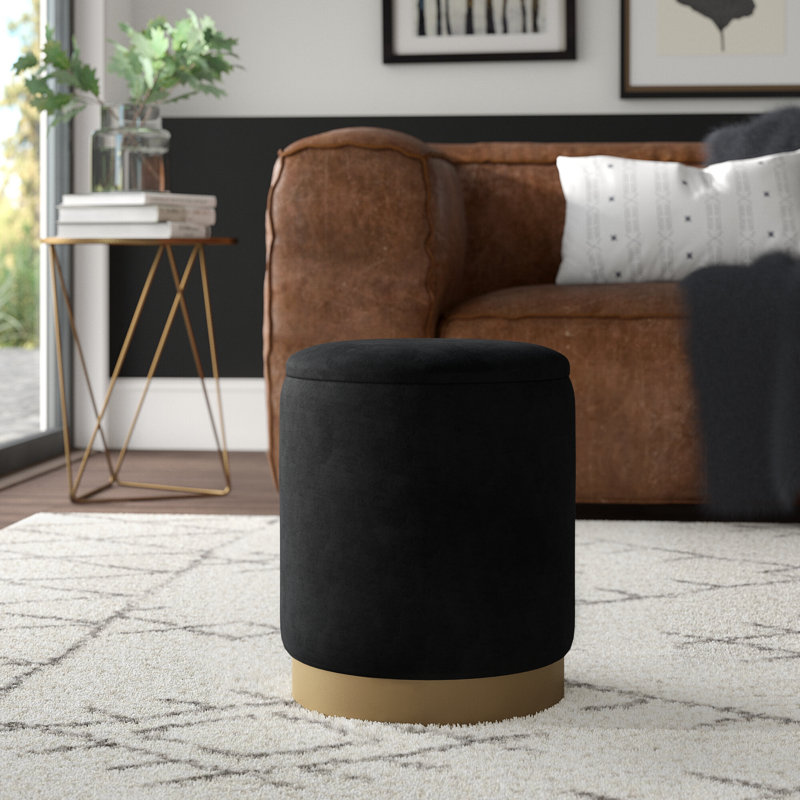 Aurora Upholstered Ottoman, Black