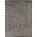 Wool Oriental Area Rug in Teal/Plum