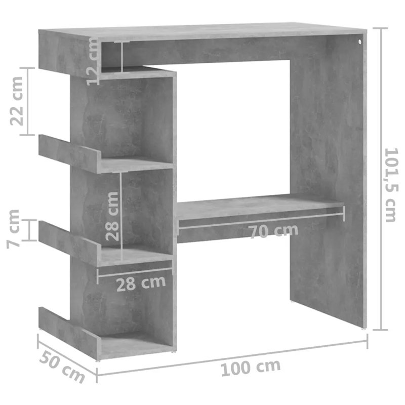 George Bar Table, Concrete Grey
