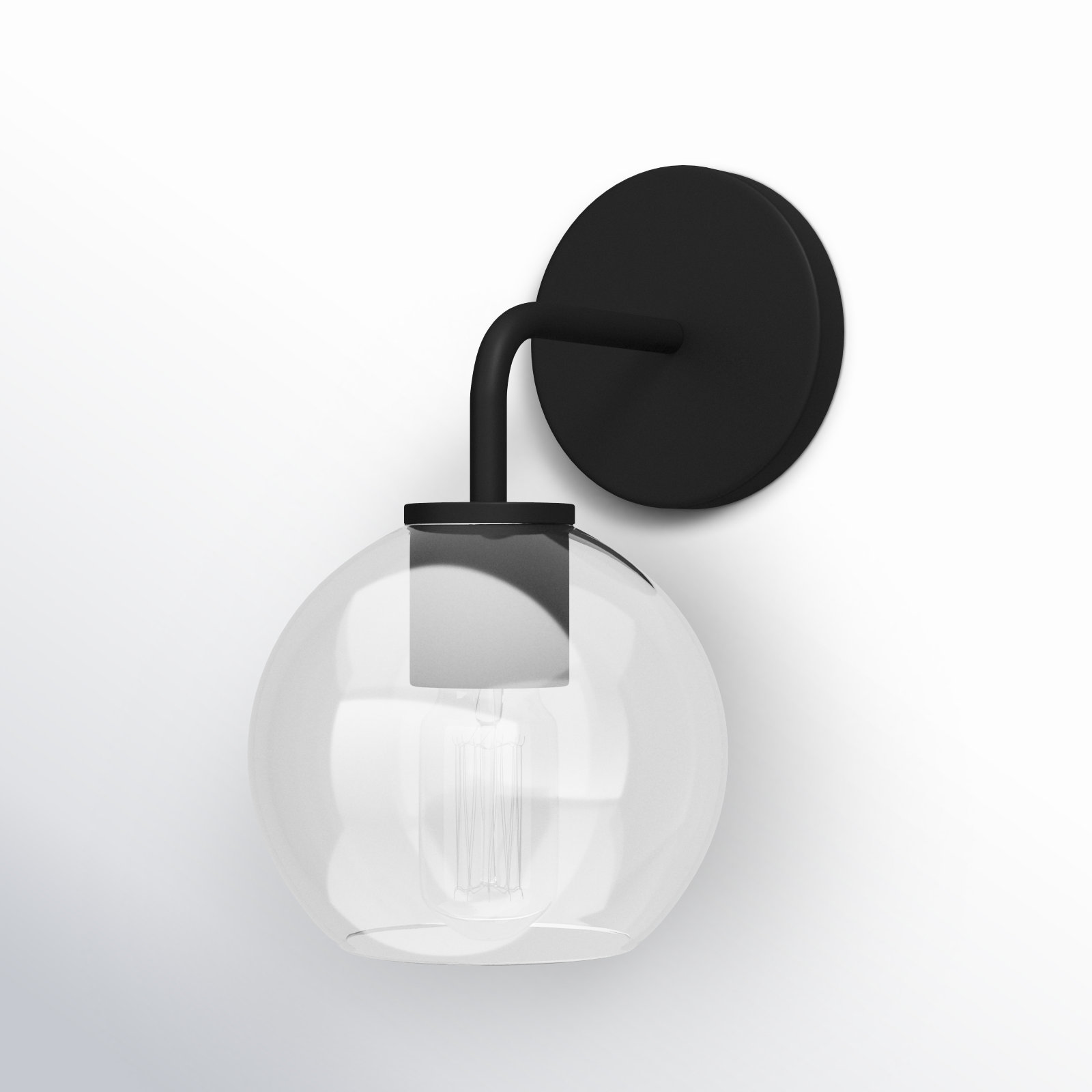 Childerley Single Light Glass Dimmable Armed Sconce, Midnight Black, Clear