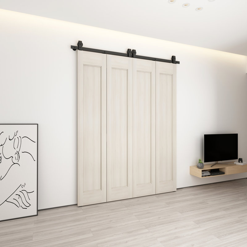 JUBEST 51" Black Steel Bi-Folding Barn Door Hardware Kit