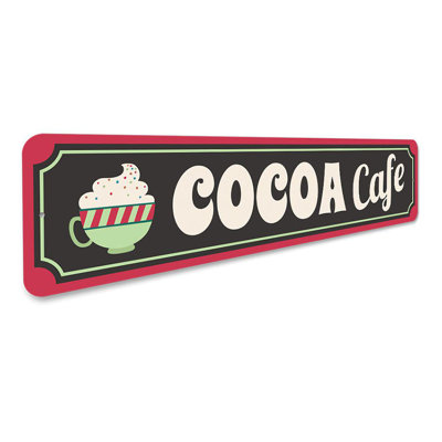 Plaque en aluminium «Hot Cocoa Cafe Yuletide»