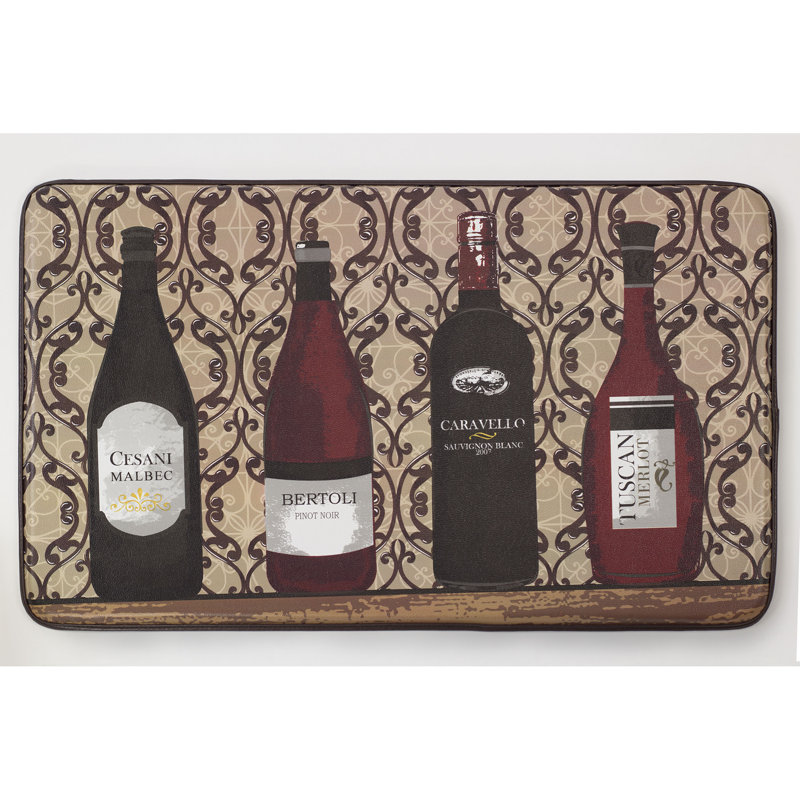 Cushioned Assorted Wines Chef Kitchen Mat