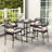 5-piece Counter Bar Set Patio Rattan Counter Set With Cushioned Seat