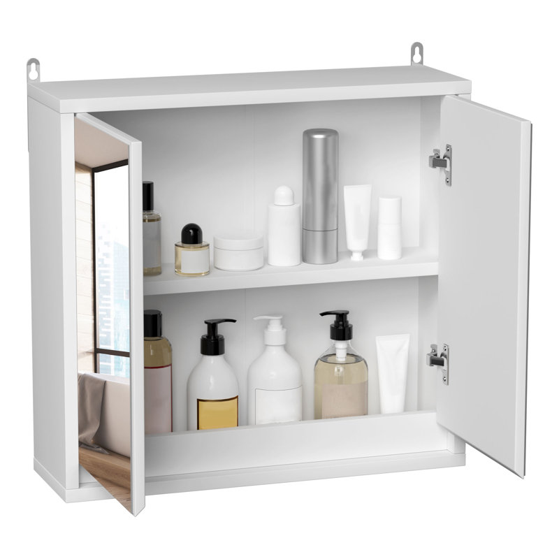 HOMCOM Bathroom Mirror Cabinet, Bathroom Cabinet, White