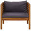 Fauteuil d'extérieur Lex, siège et coussin de dossier, bois d'acacia brun-117523353