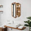 Armoire de salle de bain avec cadre en bois, organisateur de rangement mural avec tablettes réglables, miroir décoratif moderne