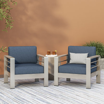 Caggiano Patio Aluminum Chair with Cushions