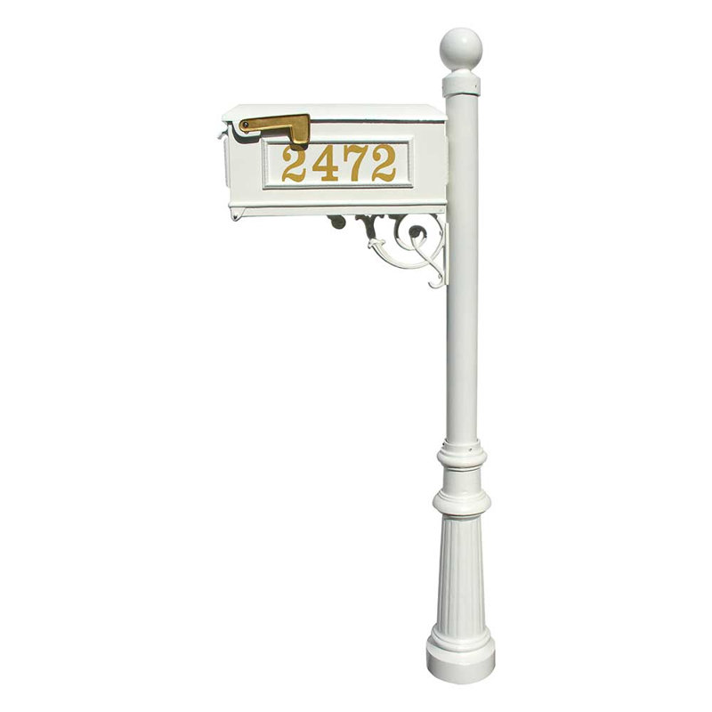 Lewiston Aluminum Post Mounted Mailbox, White