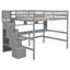 Lit mezzanine double avec bureau, tablettes de rangement et escalier, gris-1571958629