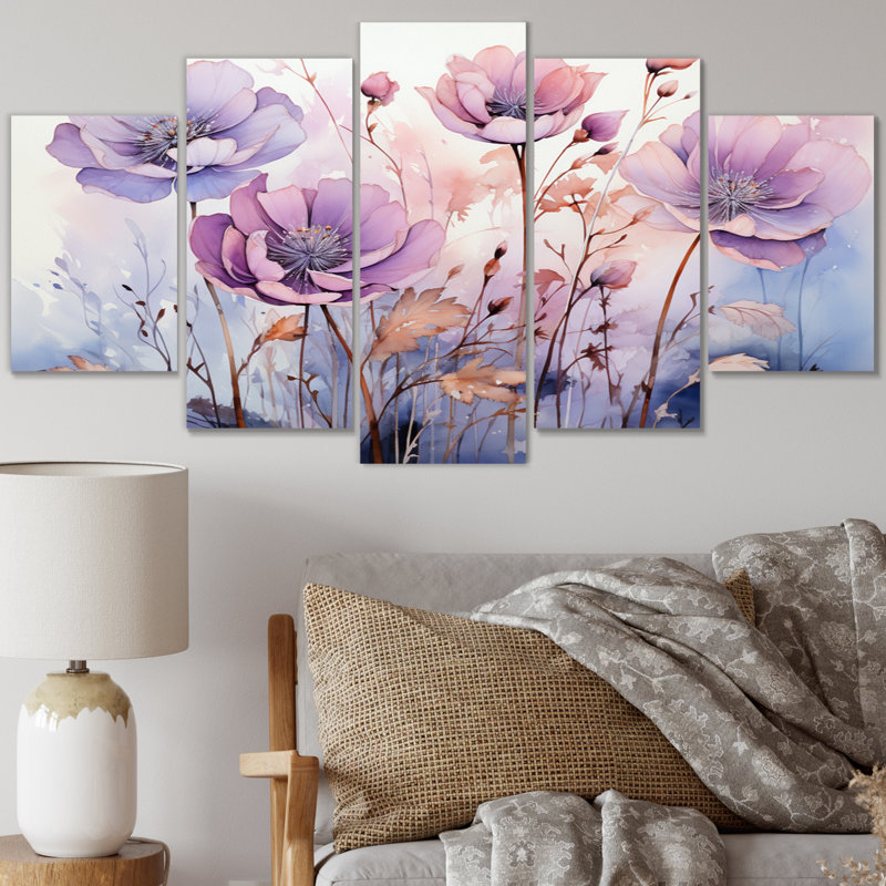Fleurs mystiques mauves II 5 pièces