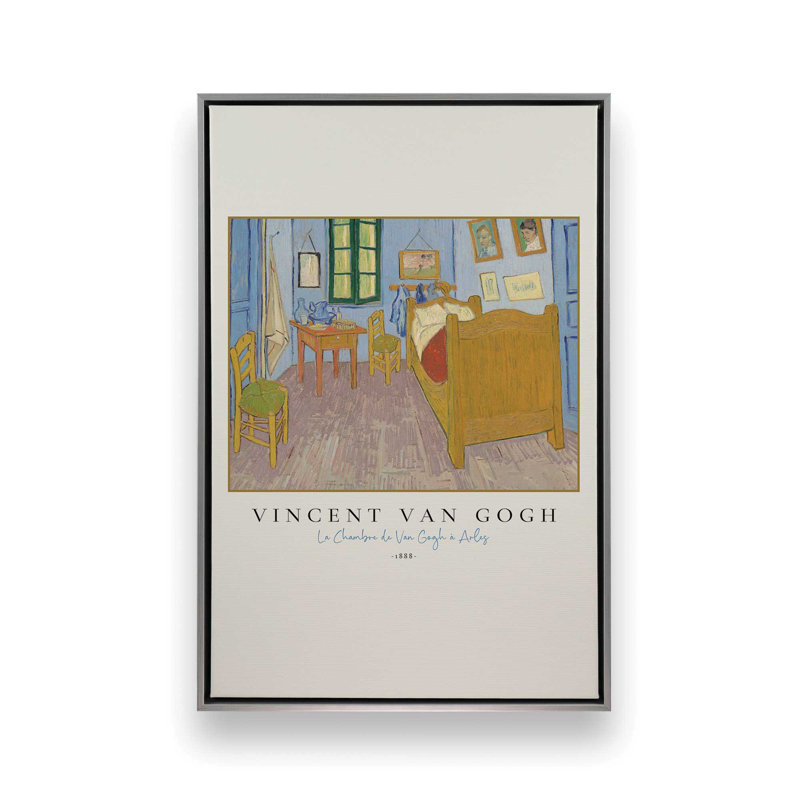 «La Chambre» par Van Gogh, reproduction sur toile encadrée, H 48,75 po x l 32,75 po, Chrome poli