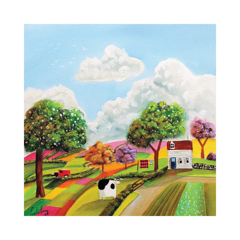 Patchwork Fields by Gordon Bruce - Painting on Canvas, Wrapped Canvas, 45.72 cm H x 45.72 cm W x 1.91 cm D