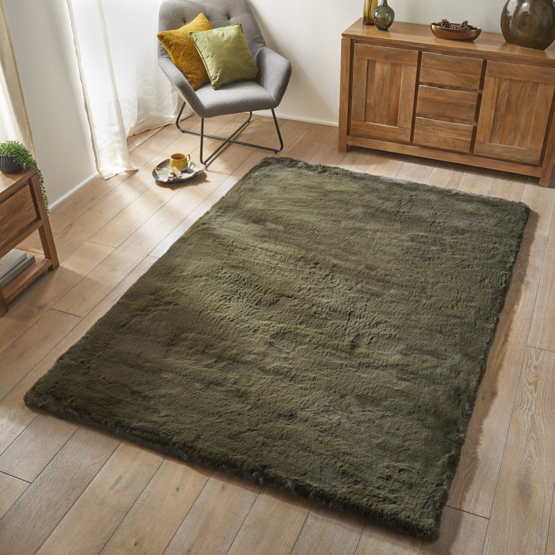 HEAVENLY Solid Colour Machine Made Area Rug, Rectangle 115 x 175 cm, Emerland