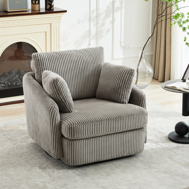 Coussin de siège gris en velours côtelé gris avec siège pivotant - 34,99 po de hauteur