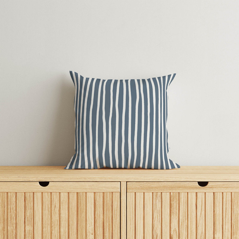 Coussin Ribbon Play, Rayures bleues, H 18 po x l 18 po