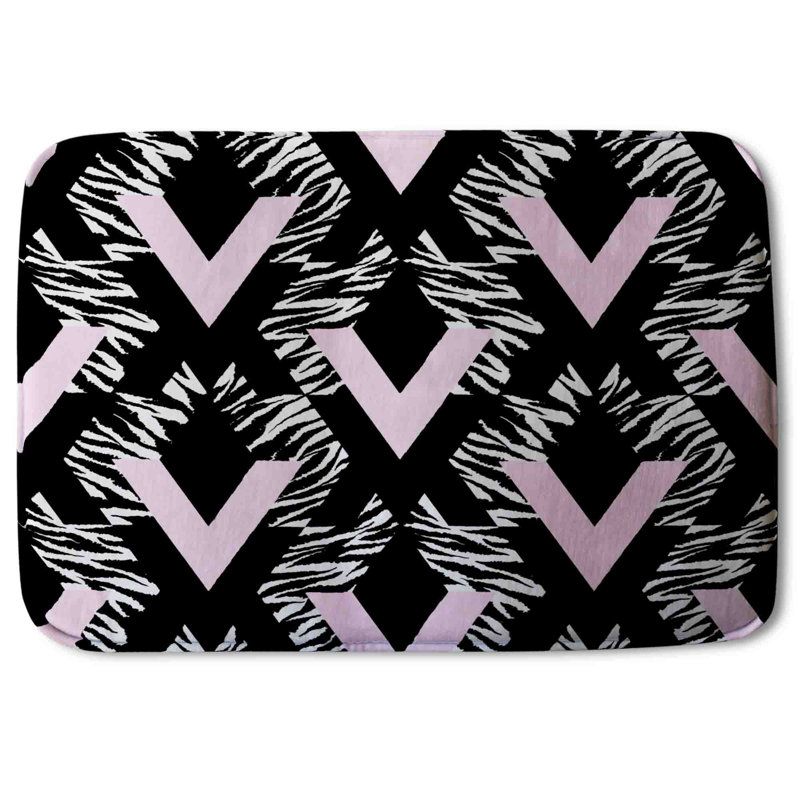 Ajeet Non-Slip Bath Rug, Pink Neon Chevron