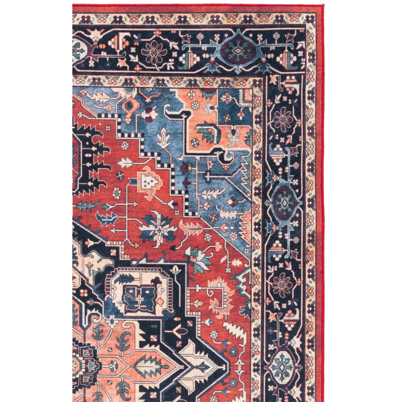 Tapis de style sud-ouest lavable à la machine en feutre / velours / film laminé Willamae Orlando