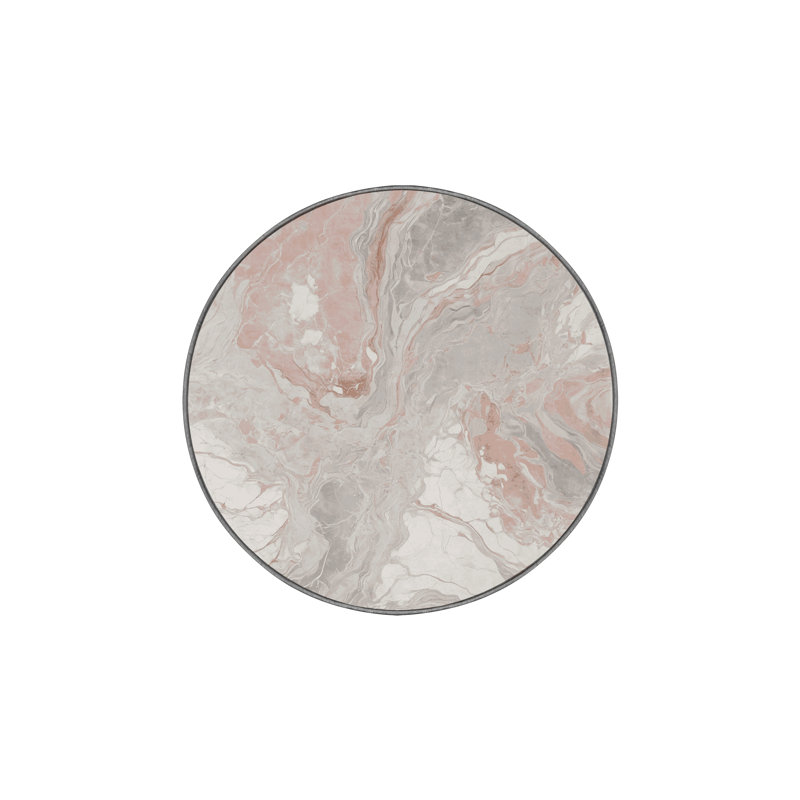 Machine Washable Gray Area Rug, Round 4'