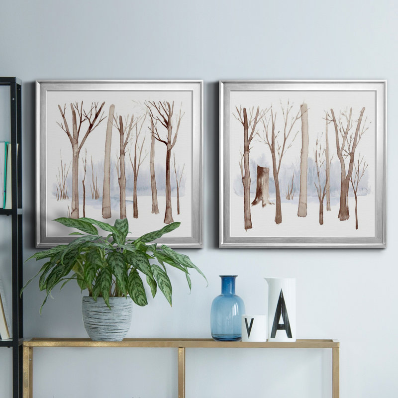 Cypress Sounds I - Ensemble de 2 cadres photo, H 22,5 po x l 45 po x P 1,5 po, Toile encadrée argentée, Pas de tapis