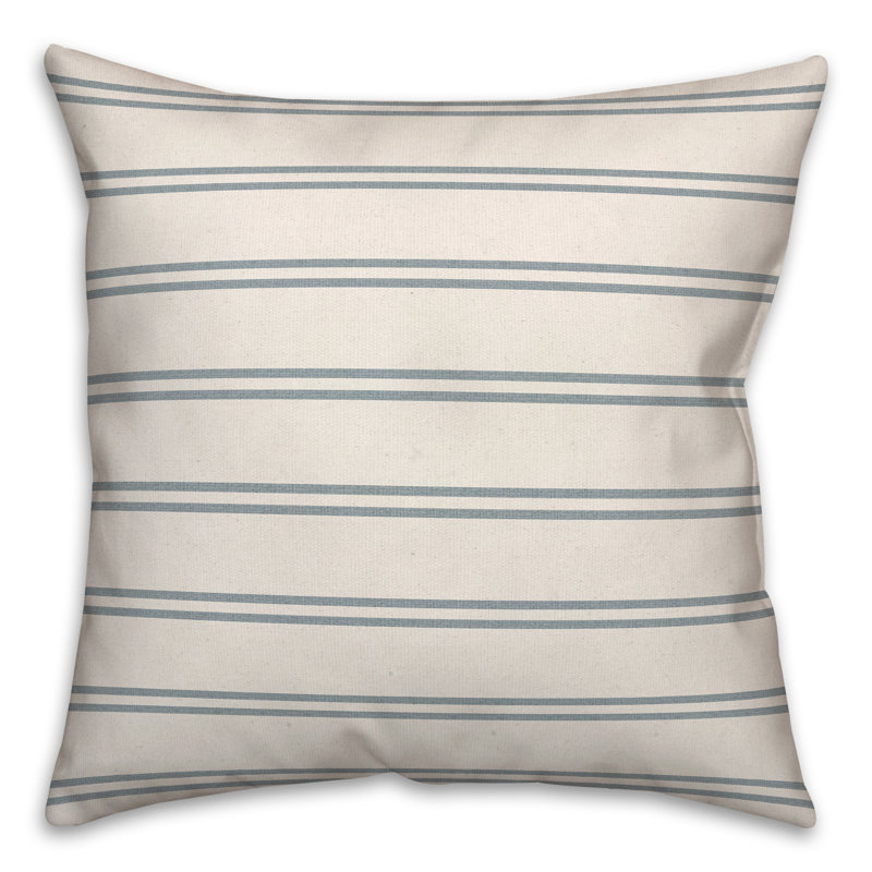 Striped Reversible Throw Pillow, Blue/White