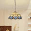 Luminaire suspendu vintage en verre coloré avec chaîne en bronze antique