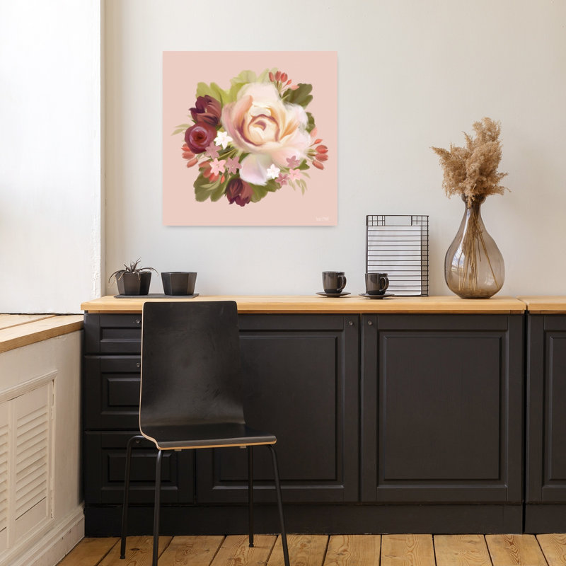 Art floral contemporain Blush Blossoms, H 18 po x l 18 po
