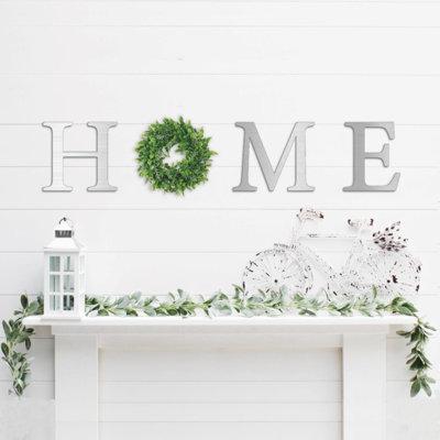 Home Metal Wall Art - Inspirational Word Decor - Minimalist Script Wall Hanging - Modern Industrial Metal Design - Rustic Farmhouse Style Sculpture - Living Room Entryway Home Decor - Simple Statement Art Piece
