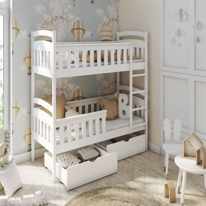 Essays Bunk Bed with Storage Included with Built-in Ladder Included, European Toddler (80 x 180cm)
