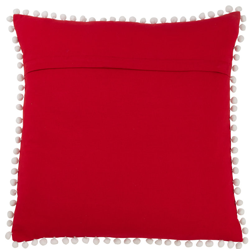 Red Sugar Skull Embroidered Square Pillow with Tassels