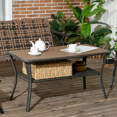 Table basse avec tablette de rangement Outsunny