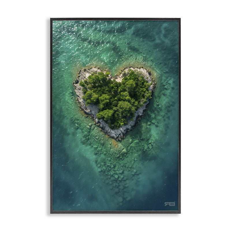 Estampe en forme de cœur, estampe numérique par RB, H 30 po x l 20 po, White Frame