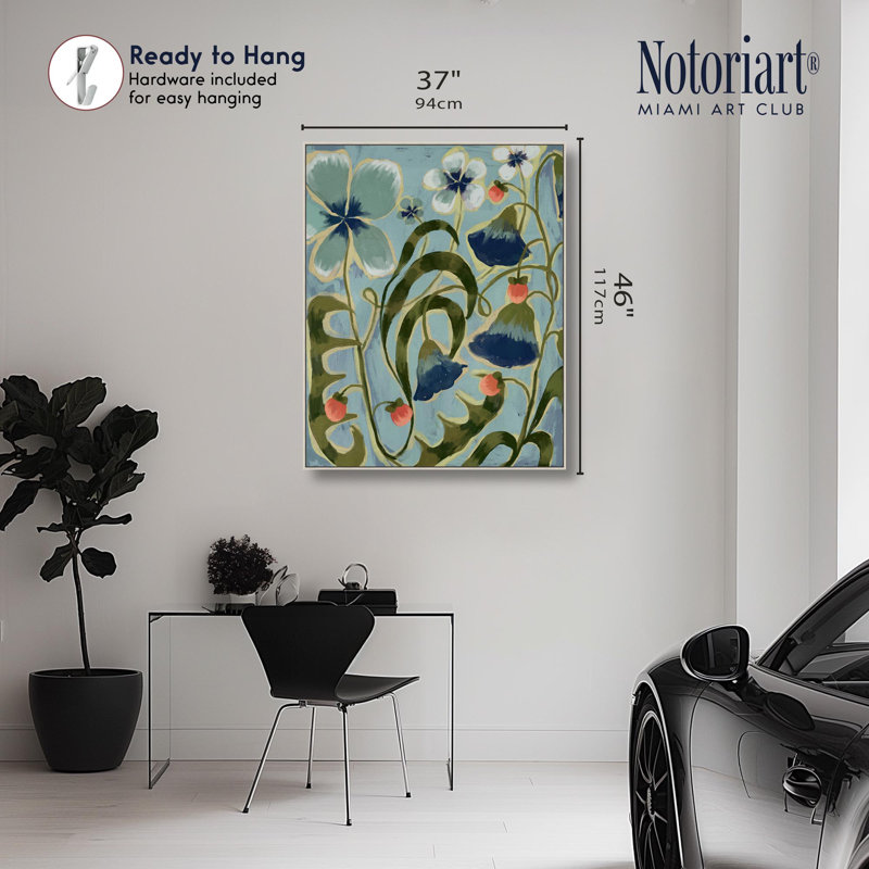 Impression sur toile «Nature all Around Floral Decor» par Notoriart, H 36 po x l 45 po, Cadre argenté