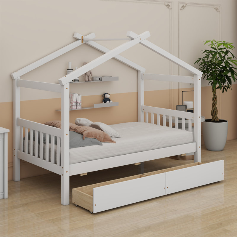 Lit en bois avec tiroirs