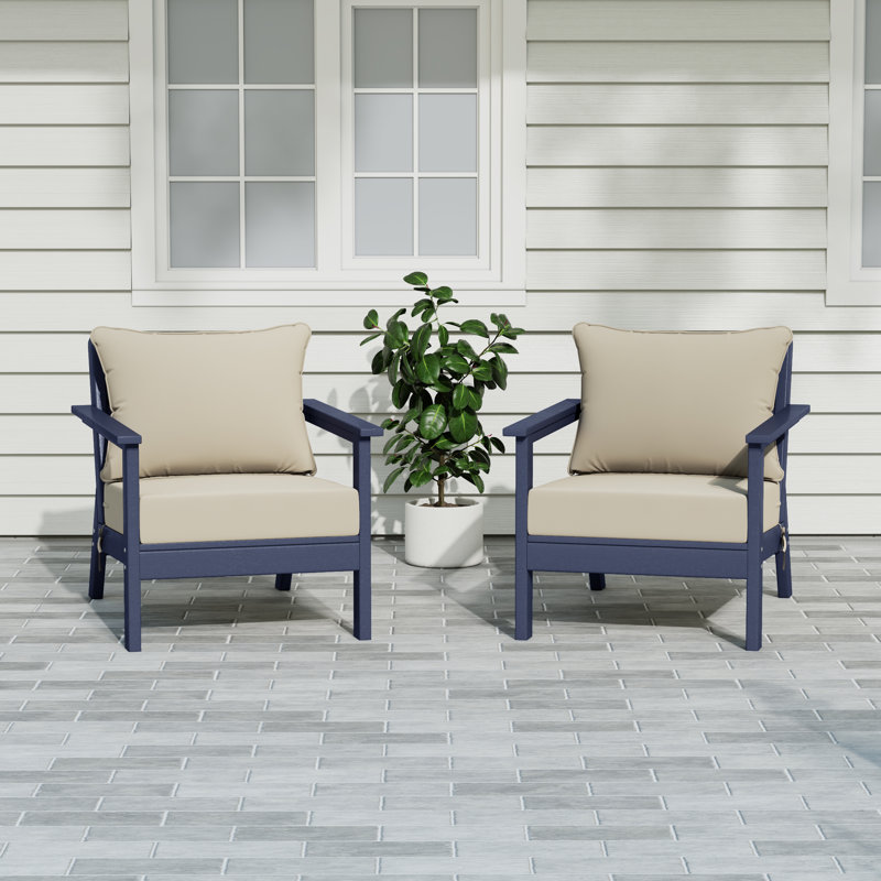 Chaise profonde avec coussins (ensemble de 2), Beige, Marine