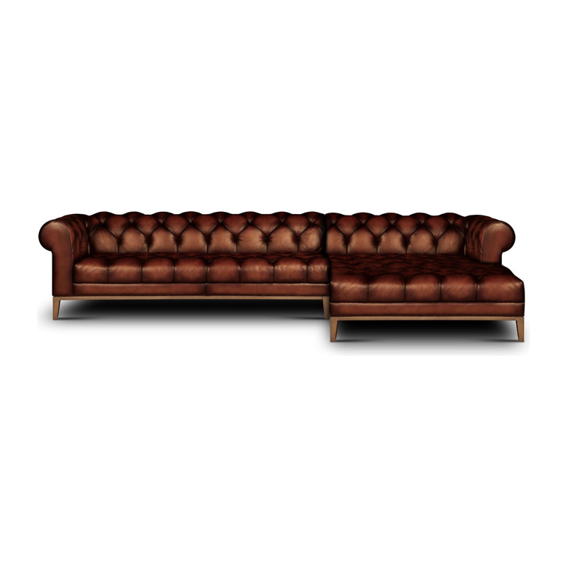 Gaga Chaise Sectional, Right Hand Facing, Cardinal Red (Cartier), Stainless Steel
