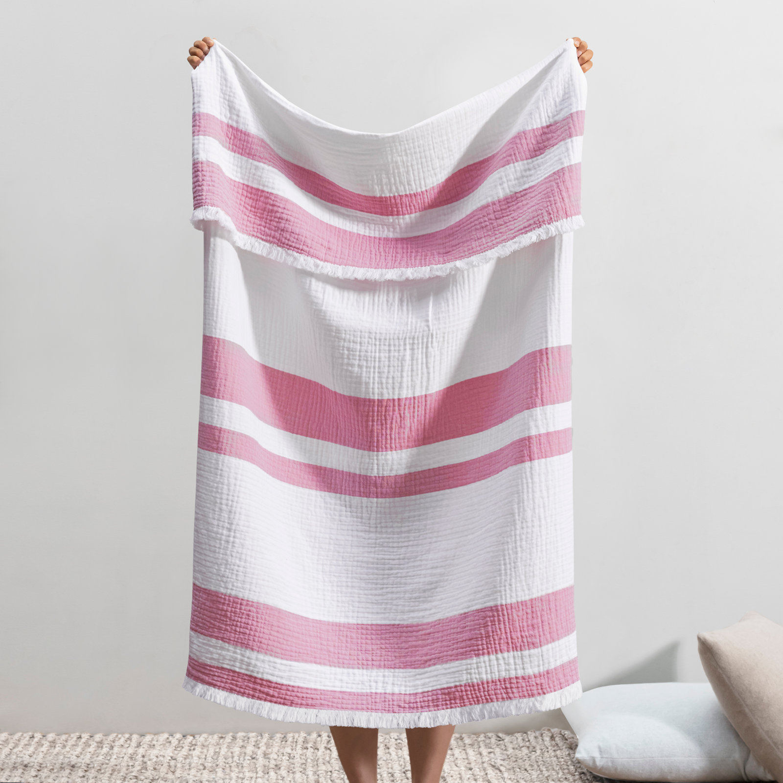 San Marino Cotton Throw, Fuchsia