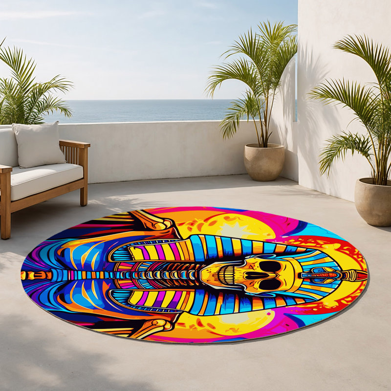 Surreal Glow Indoor And Outdoor Area Rug, Round 5'