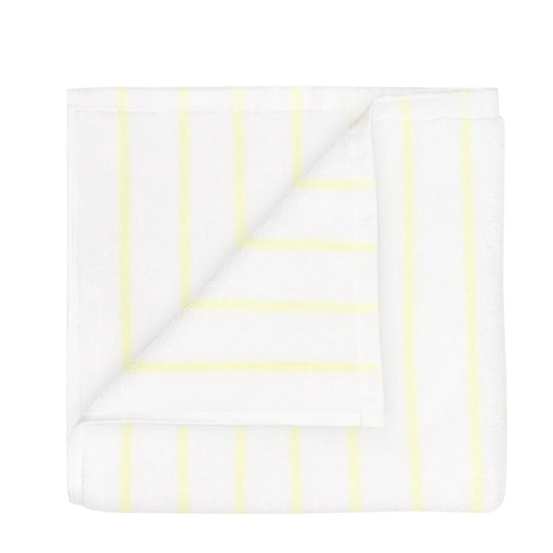 100% Cotton Hand Towel, White/Transparent Yellow Narrow Stripe