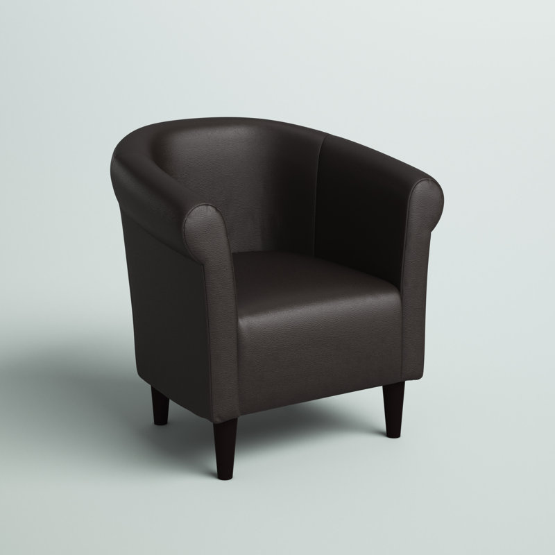 Fauteuil demi-tonneau l 30,5 po Liam, Similicuir noyer