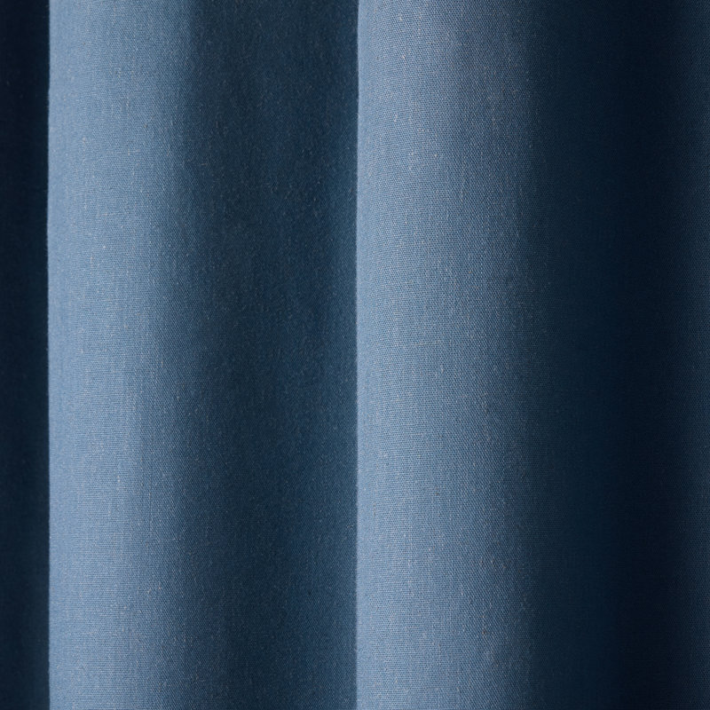 Navy Blue Linen Texture Room Darkening Grommet Curtains, 63"