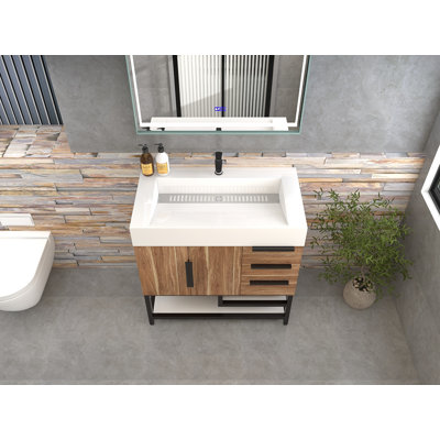 Jessica 35.5'' Single Bathroom Vanity with Stone Top