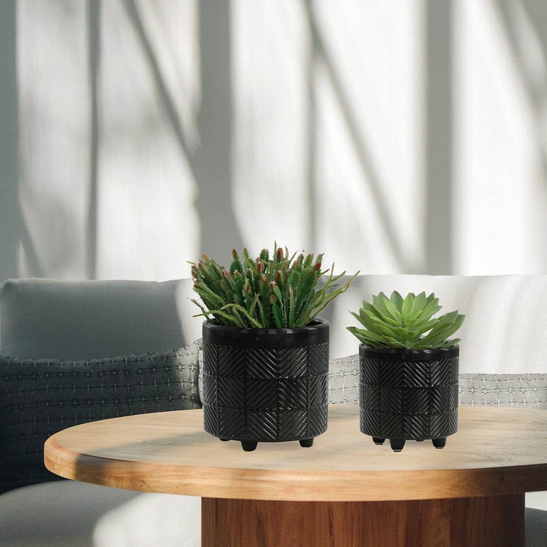 Ceramic Footed Planter Set of 2 Indoor and Outdoor Joss & Main 